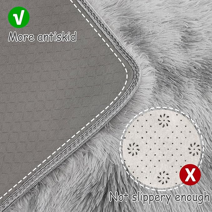 Super Soft Fluffy Living Room Area Rug 2x8 ft Tie-Dyed Light Grey Shaggy Furry Carpet Washable Non-Slip Floor Rugs Bedroom Bedside Nursery Rug Fuzzy Boys Girls Dorm Home Decor Aesthetic