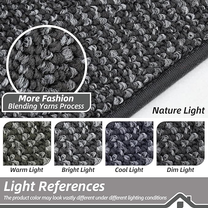 BEQHAUSE Kitchen Rugs 24"x36", Non-Slip Kitchen Mats for Floor, Super Absorbent and Stain Resistant Kitchen Rugs, Machine Washable Rugs for Kitchen, Hallway, Laundry & Sink, Charcoal