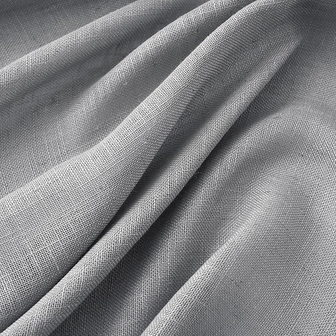 MIULEE Grey Linen Curtains 108 Inches Long for Bedroom Living Room, Soft Thick Linen Textured Window Drapes Gray Semi Sheer Light Filtering Rod Pocket Back Tab Burlap Look Farmhouse Decor, 2 Panels