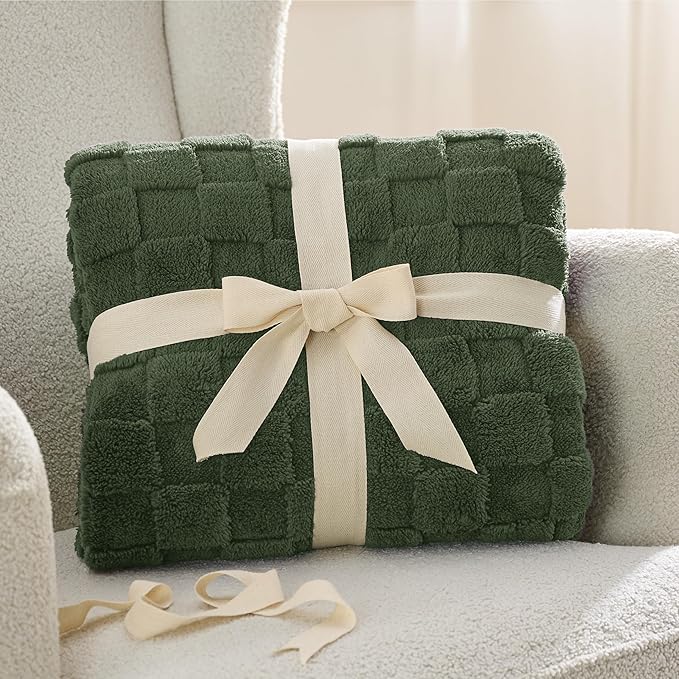 Bedsure GentleSoft Twin Blanket for Bed Bronze Green - Super Soft Cozy Spring Blankets for Kids Girls, Cute Fuzzy Fleece Throws for Bedroom Couch, 60x80 Inches