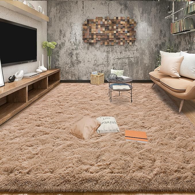 Tepook Super Soft Fluffy Rugs for Living Room, Shag 6x9 Area Rugs for Bedroom, Modern Shaggy Rug Fuzzy Carpets for Kids, Plush Indoor Nursery Home Decor Rug with Non-Slip Bottom, Beige