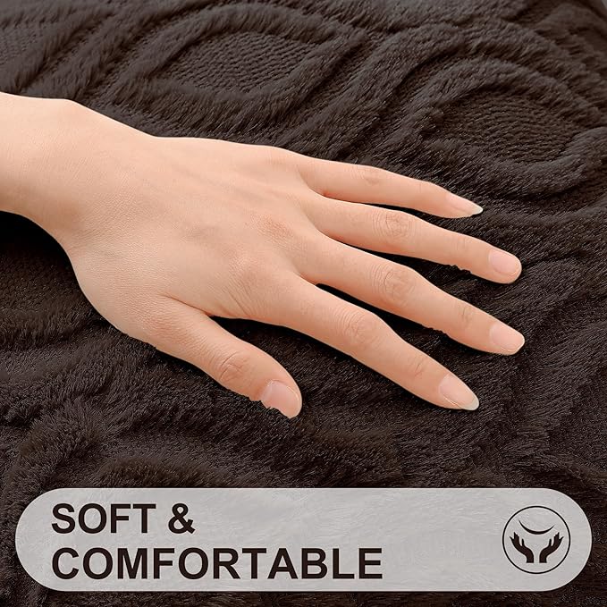 decorUhome Throw Pillow Covers 22x22 Inch Set of 2, Soft Plush Faux Wool Dark Brown Solid Couch Pillow Covers, Accent Euro Sham Farmhouse Neutral Square Pillow Cases for Sofa Bed Living Room