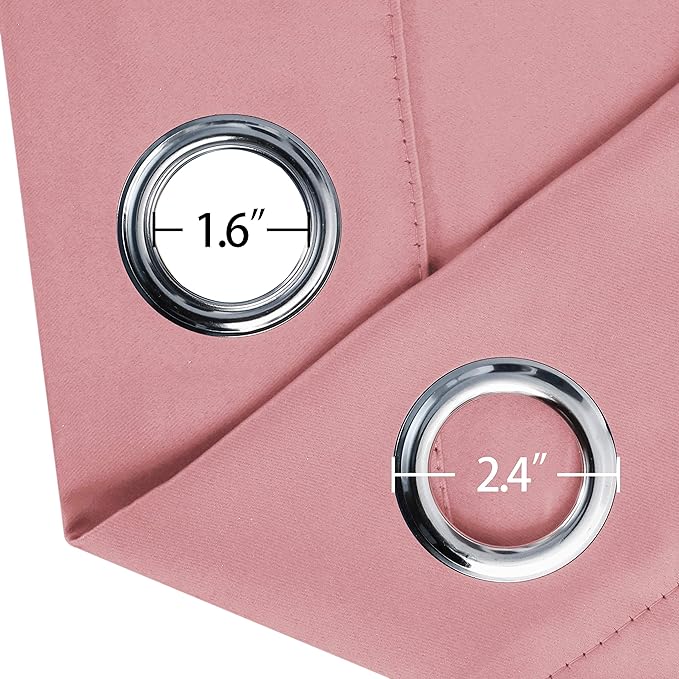 LEMOMO Pink Thermal Blackout Curtains/38 x 54 Inch/Set of 2 Panels Room Darkening Curtains for Bedroom