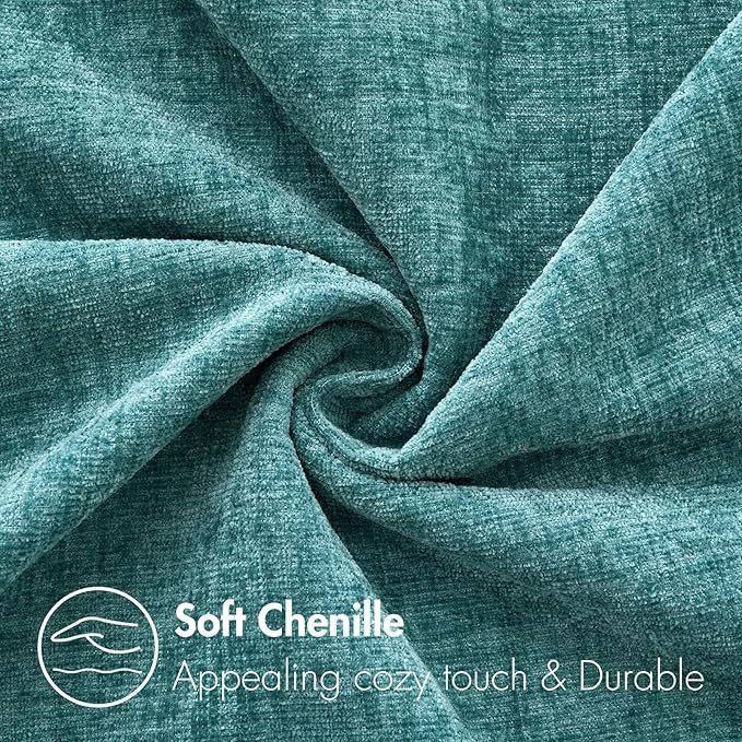 MIULEE Pack of 2 Couch Throw Pillow Covers 26x26 Inch Soft Teal Chenille Pillow Covers for Sofa Living Room Solid Dyed Pillow Cases
