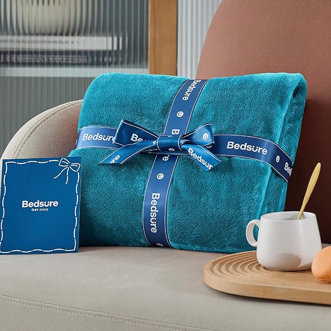Bedsure GentleSoft Fleece Blanket Twin Size Teal - 300GSM Lightweight Plush Fuzzy Cozy Soft Warm Blanket for Bed, Sofa, Couch, Travel, Camping, 60x80 inches