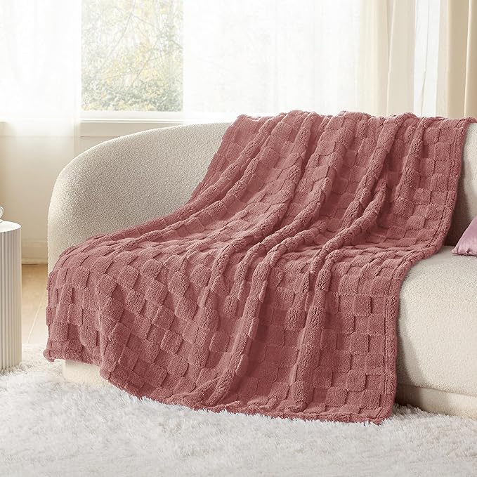 Bedsure GentleSoft Dusty Pink Throw Blanket for Couch - Super Soft Cozy Blankets Gifts for Women Kids Girls, Cute Small Fleece Throws for Bedroom Home Decor, 50x70 Inches