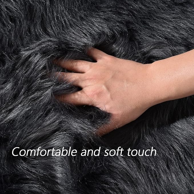 Latepis Dark Grey Round Rug 3ft Faux Fur Circle Rug Fluffy Furry Fuzzy Rug Sheepskin Rugs for Living Room Bedroom Shag Rug Cute Room Décor