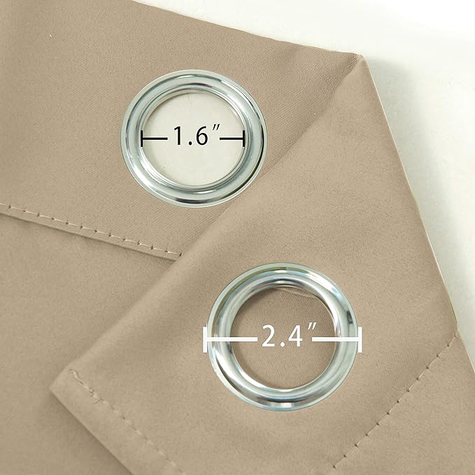 LEMOMO Beige Blackout Curtains/42 x 84 Inch/Set of 2 Panels Room Darkening Curtains for Bedroom