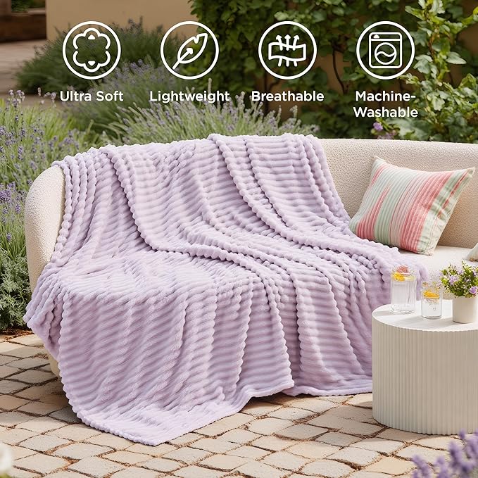 Bedsure GentleSoft Lavender Fog Twin Blanket for Bed - Cozy Soft Blankets for Women, Cute Large Throws for Girls, 66x90 Inches