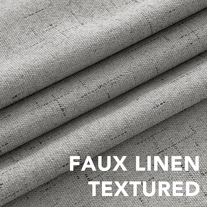 H.VERSAILTEX Linen Blackout Curtains 45 Inches Long 100% Blackout Thermal Insulated Textured Linen Look Curtain Draperies Anti-Rust Grommet, Energy Saving with White Liner, 2 Panels, Dove Gray