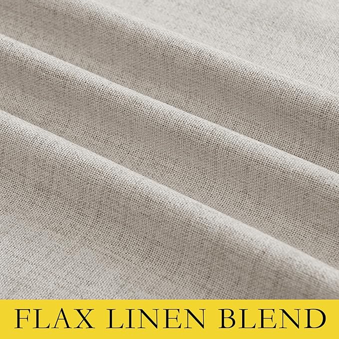 NICETOWN Brich Vintage Open Linen Weave Flax Thermal Curtains, 100% Blackout Curtains 72" Long for Dining Room, Soundproof Window Treatment Drapes for Laundry Room, 62" Wide Per Panel, Set of 2