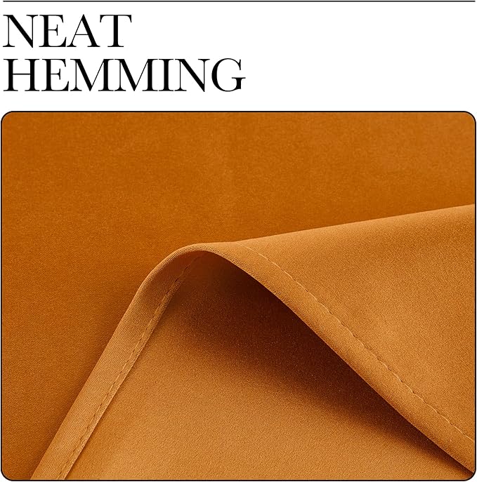 NICETOWN Room Darkening Cafe Satin Curtains for Small Windows, 42" Wide by 63" Long, 2 Panels, Orange, Grommet Privacy Faux Silk Blackout Drapes for Bedroom