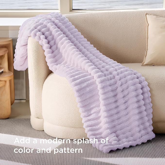 Bedsure GentleSoft Lavender Fog Fleece Blanket for Couch - Cozy Soft Blankets for Women, Cute Small Throws for Girls, 50x60 Inches
