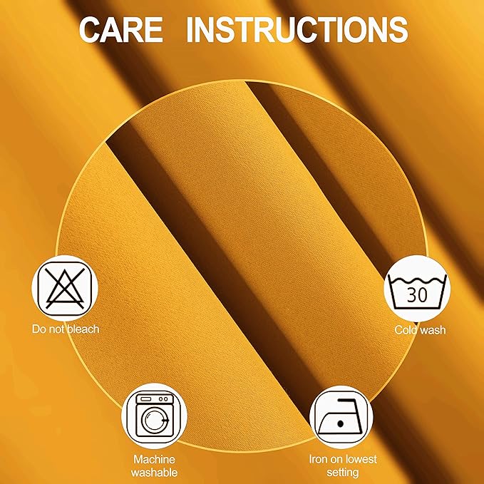 LEMOMO Yellow Thermal Blackout Curtains/42 x 72 Inch/Set of 2 Panels Room Darkening Curtains for Bedroom
