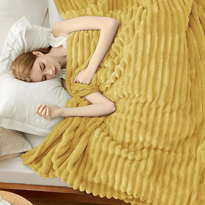 Bedsure GentleSoft Yellow Fleece Blanket for Couch - Cozy Soft Blankets for Women, Cute Small Throws for Girls, 108x90 Inches