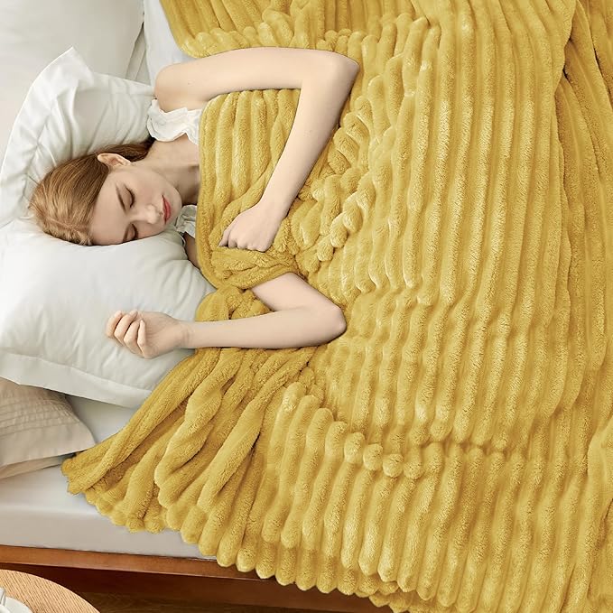 Bedsure GentleSoft Yellow Full Blanket for Couch - Cozy Soft Blankets for Women, Cute Small Fleece Throws for Girls, Birthday Gifts for Women Decor Gifts for Mom, 84x90 Inches