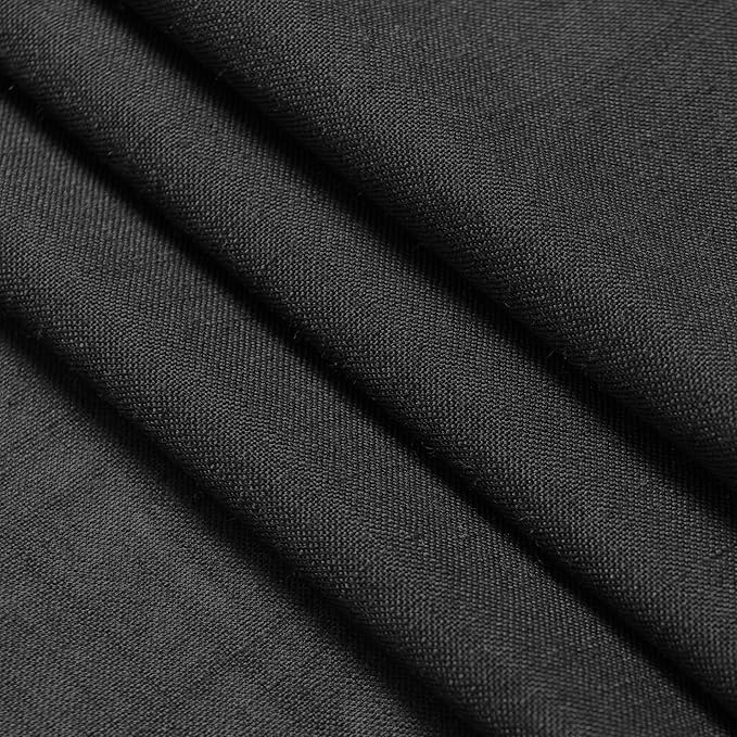 Black Linen Kitchen Curtains 45 Inch Length Set 2 Panel Back Tab Pocket Semi Sheer Drapes Short Narrow Mini Curtain Tiers for Small Bathroom Window Door Entryway Cottage Decor 38x45