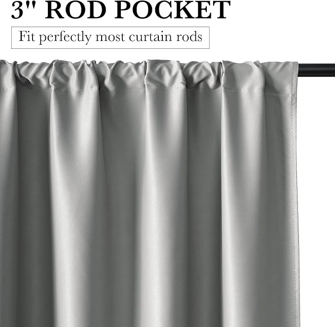 RYB HOME 100% Blackout Bathroom Curtains Over Sink 30 inches Long, Heat & UV Blocking Total Room Darkening Noise Reducing Curtains for Basement RV Campers, Sliver Grey, 2 Panels Set