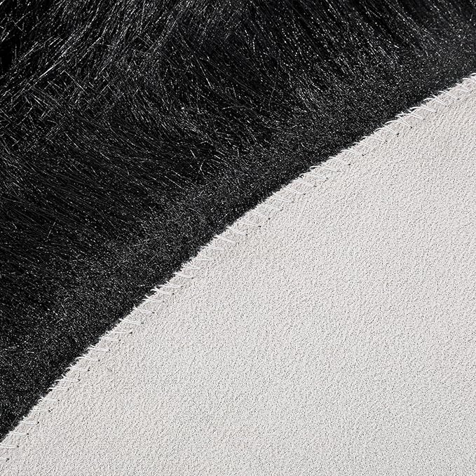 linmopm Faux Fur Rug Sheepskin Shag Fluffy Fuzzy Black 3x3 ft Rugs for Bedroom Bedside Bed Floor Living Room Plush Round High-Density Cushion Carpet Super Sofa Cover