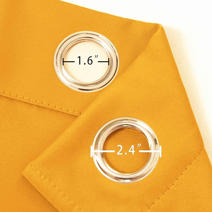 LEMOMO Blackout Curtains 66 x 95 inch/Yellow Curtains Set of 2 Panels/Thermal Insulated Room Darkening Bedroom Curtains