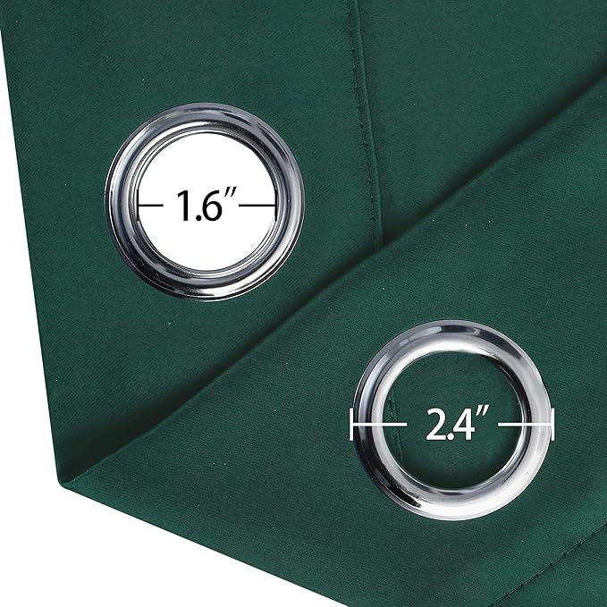 LEMOMO Dark Green Blackout Curtains/42 x 84 Inch/Set of Two Panels Grommet Bedroom Curtains