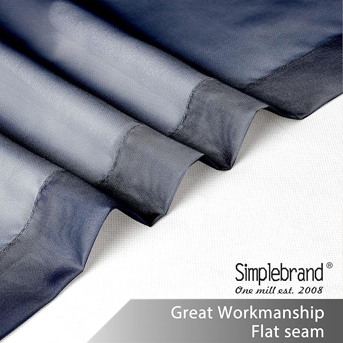Simplebrand Navy Valances 14 Inches Long for Living Room Pocket 2 Panel Light Filtering Sheer Translucent Valence Toppers for Window Kitchen Bathroom Bedroom 42x14 Inch Length