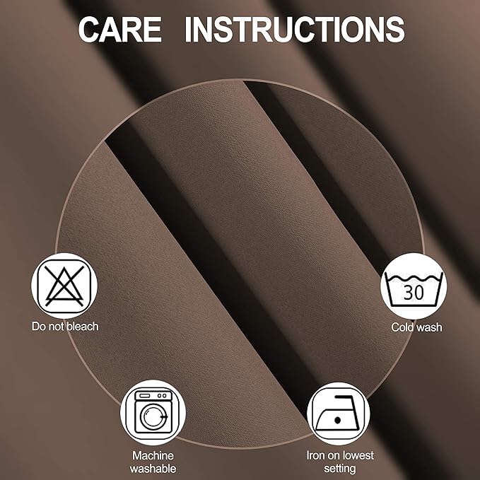 LEMOMO Chocolate Brown Blackout Curtains 42 x 63 Inch Length/Set of 2 Curtain Panels/Thermal Insulated Room Darkening Blackout Curtains for Bedroom