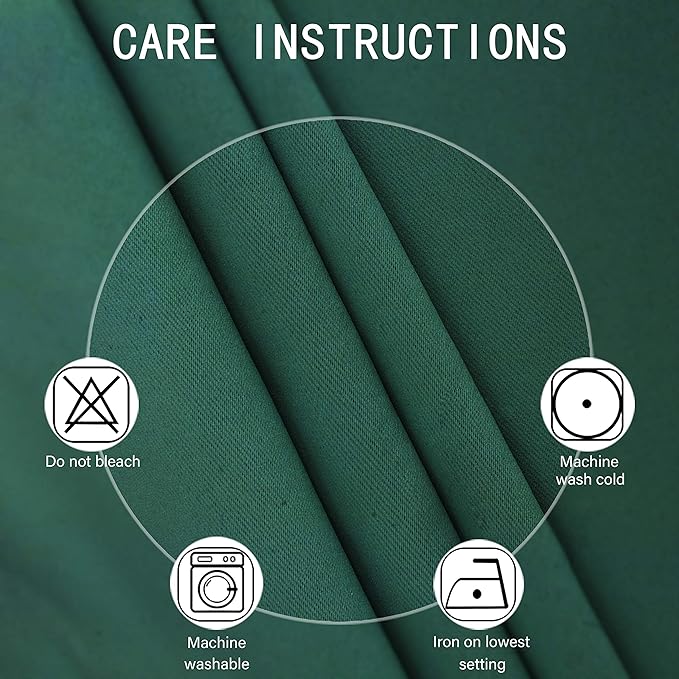 LEMOMO Green Blackout Curtains 34 x 63 Inch Length/Set of 2 Curtain Panels/Thermal Insulated Room Darkening Blackout Curtains for Bedroom