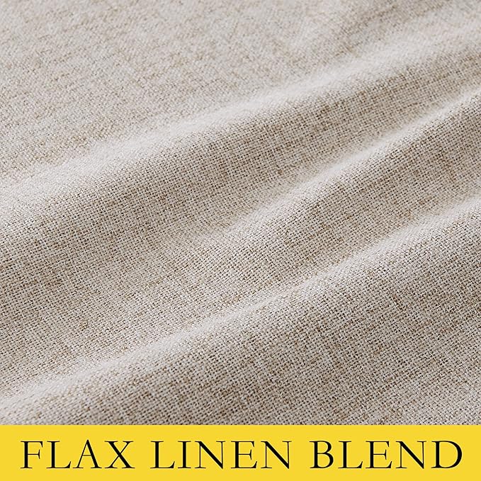NICETOWN Oatmeal Bedroom Full Blackout Linen Curtain Panels Set of 2, 52" by 72", Thick Insulated Classic Grommet Blackout Draperies with White Thermal Insulated Liner for Windows