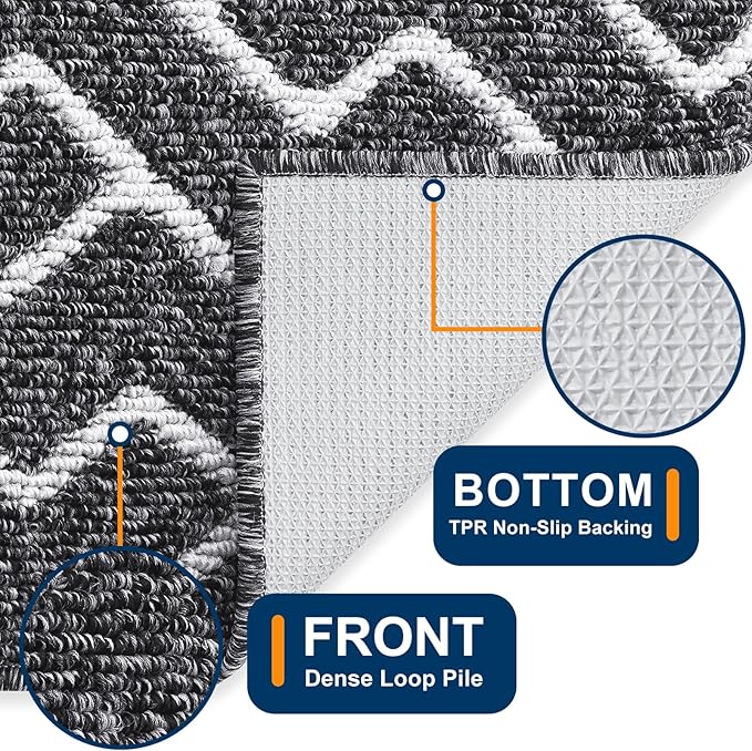 OLANLY Front Door Mat, Non-Slip Rubber Backing, Dirt Resistant and Absorbent, Washable, Easy to Clean Low-Profile Indoor Doormat for Back Door, Entryway, Inside Entrance, 48x32, Black