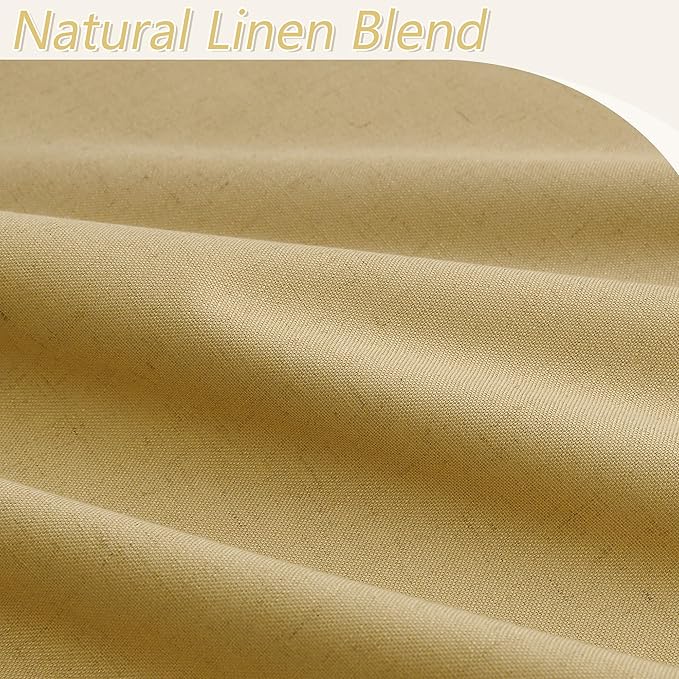Guken 100% Blackout Curtains 72 Inch Length 2 Panels Set for Living Room Bedroom Back Tab Thermal Insulated Black Out Linen Drapes Room Darkening Window Curtains 72 Inches Long,Gold Yellow