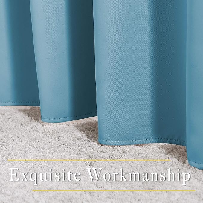 NICETOWN Teal Blue Blackout Curtains 84 inch Length 2 Panels, Grommet Thermal Insulated Window Treatments Light & Sound Reducing Drapes for Living Room/Bedroom, W46 x L84