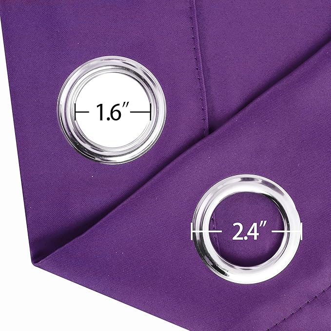 LEMOMO Purple Blackout Curtains 34 x 54 Inch Length/Set of 2 Curtain Panels/Thermal Insulated Room Darkening Blackout Curtains for Bedroom