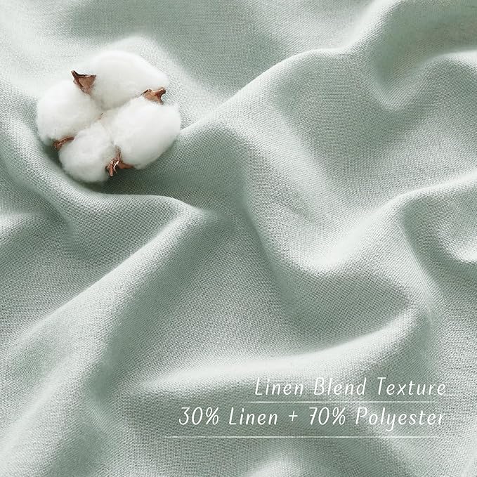 NICETOWN Linen Flax Semi Sheer Curtains 92" Length, Grommet Window Treatments Privacy Added with Light Penetration Vertical Drapes for Loft/Home Office, Sage Green, W55 x L92, 2 Panels