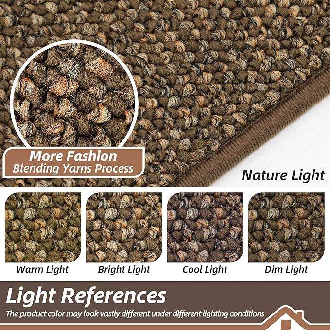 BEQHAUSE Kitchen Rugs and Mats 2PCS, Non-Slip Kitchen Mats for Floor, Absorbent and Stain Resistant Kitchen Runner, Machine Washable Rugs for Kitchen, Laundry & Sink, 20"x32"+20"x48", Brown