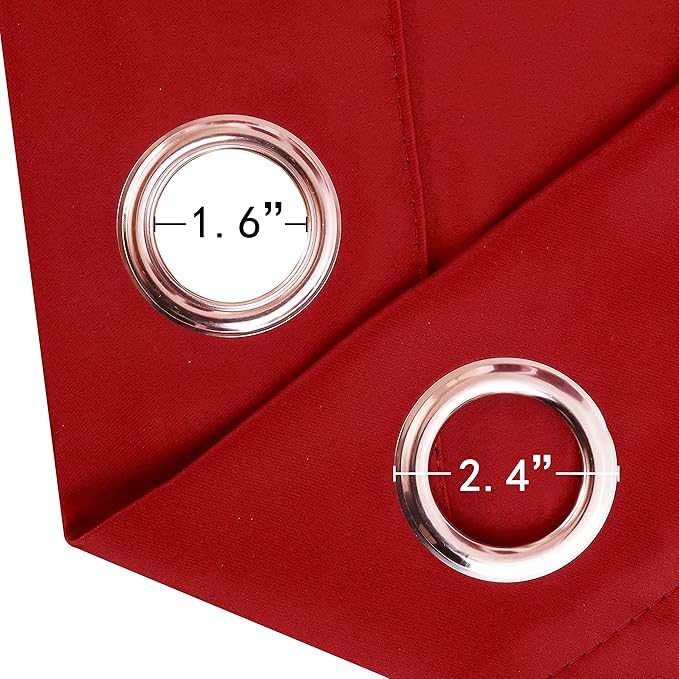 LEMOMO Blackout Curtains 66 x 84 inch/Bright Red Curtains Set of 2 Panels/Thermal Insulated Room Darkening Bedroom Curtains
