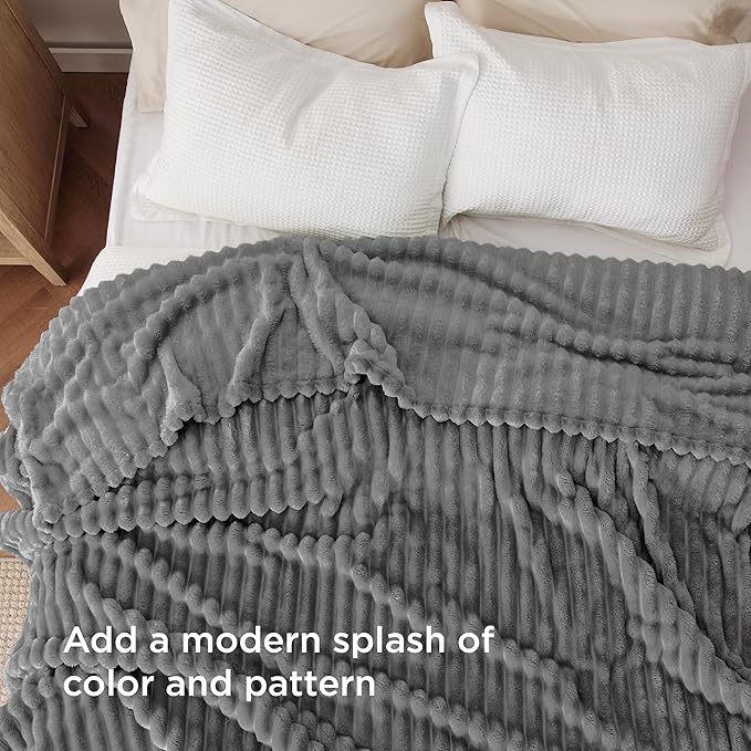Bedsure GentleSoft Frost Gray California King Size Blanket for Couch - Cozy Soft Blankets for Women, Cute Small Fleece Throws for Girls, 102x96 Inches
