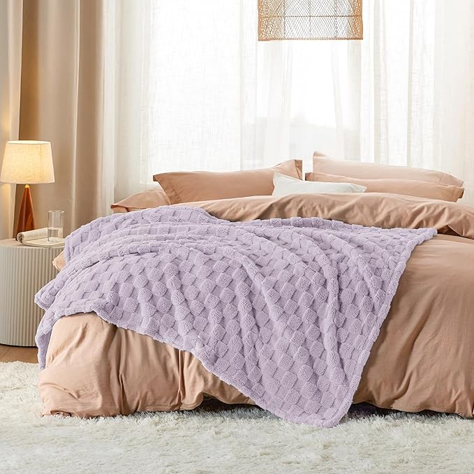 Bedsure GentleSoft Twin Blanket for Bed Lavender Fog - Super Soft Cozy Blankets for Kids Girls, Cute Fuzzy Fleece Throws for Bedroom Couch, 60x80 Inches