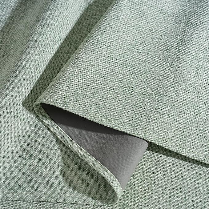 RYB HOME Sage Green 100% Blackout Curtains 84 inches Long, Thermal Insulated Linen Texture Drapes for Bedroom/Living Room, Elegant Farmhouse Curtains Back Tab&Rod Pocket, W52xL84, 2 Panels