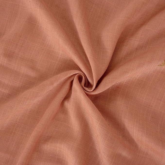 BGment Terracotta Linen Kitchen Curtains 36 Inch Length, Small Semi Sheer Textured Drapes Boho Rustic Decor for Bathroom Cafe Over Sink Rod Pocket Burnt Orange, 2 Panels, Each 30 Inch Wide